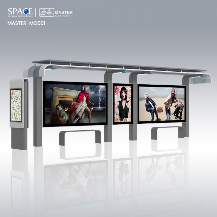 定制尺寸彩色戶外公交車站標(biāo)志牌太陽能候車亭