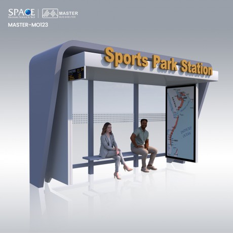 現代公交車LED顯示屏公交車站座椅智能候車亭