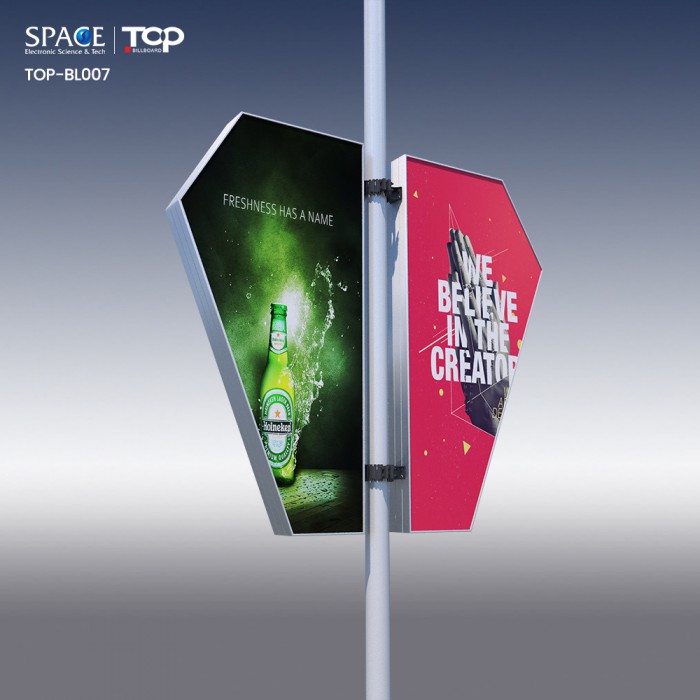 定制鋁滾動顯示屏LED背光燈箱戶外廣告路側燈桿燈箱TOP立式